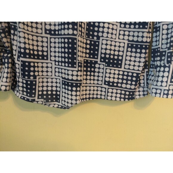 Vintage 1960s Jaime Roman Dagger Collar Disco Hippie Shirt Men's Sz M Blue Dots - Picture 10 of 11